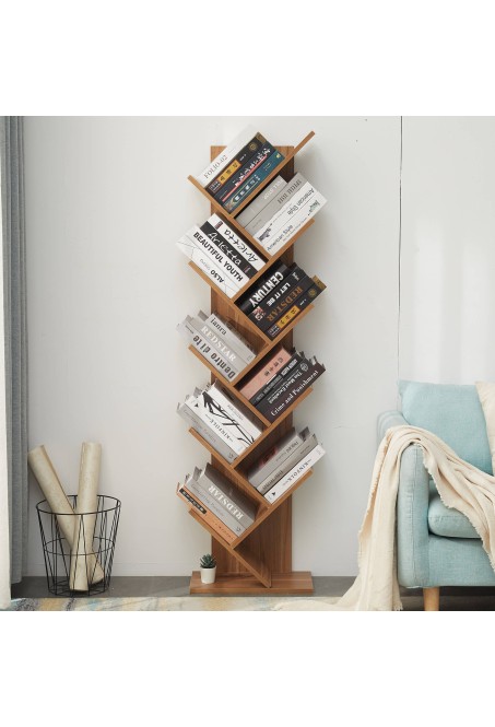 Modernes Bücherregal in Eichenbraun mit 10 Böden - Mobili Rebecca