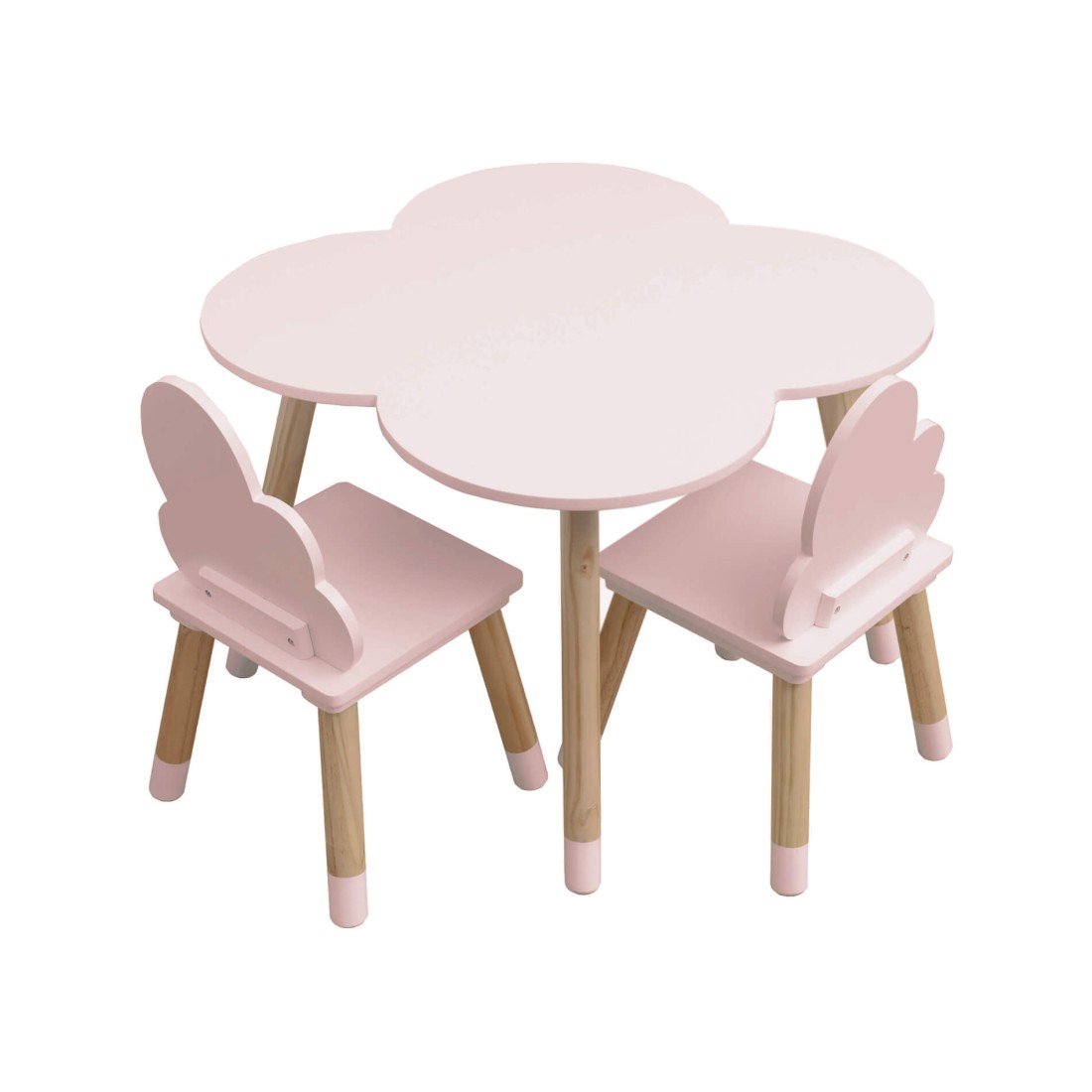Juego de mesa y 2 sillas infantiles Homcom rosa 55x34x42 cm