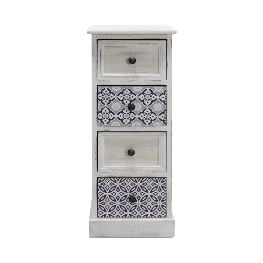Chest of drawers with 4 white drawers in classic style