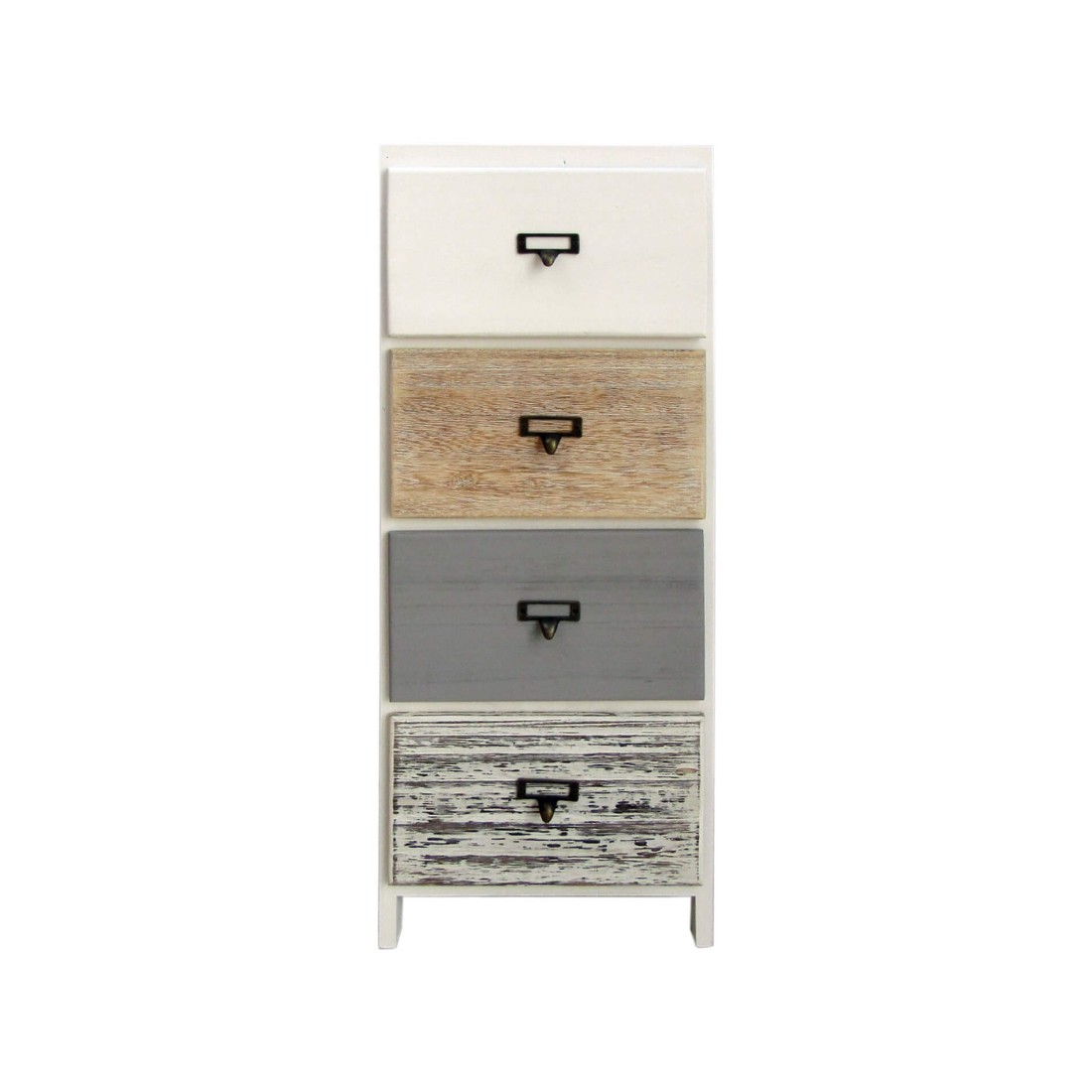 Arte povera bedside table with 4 colored drawers