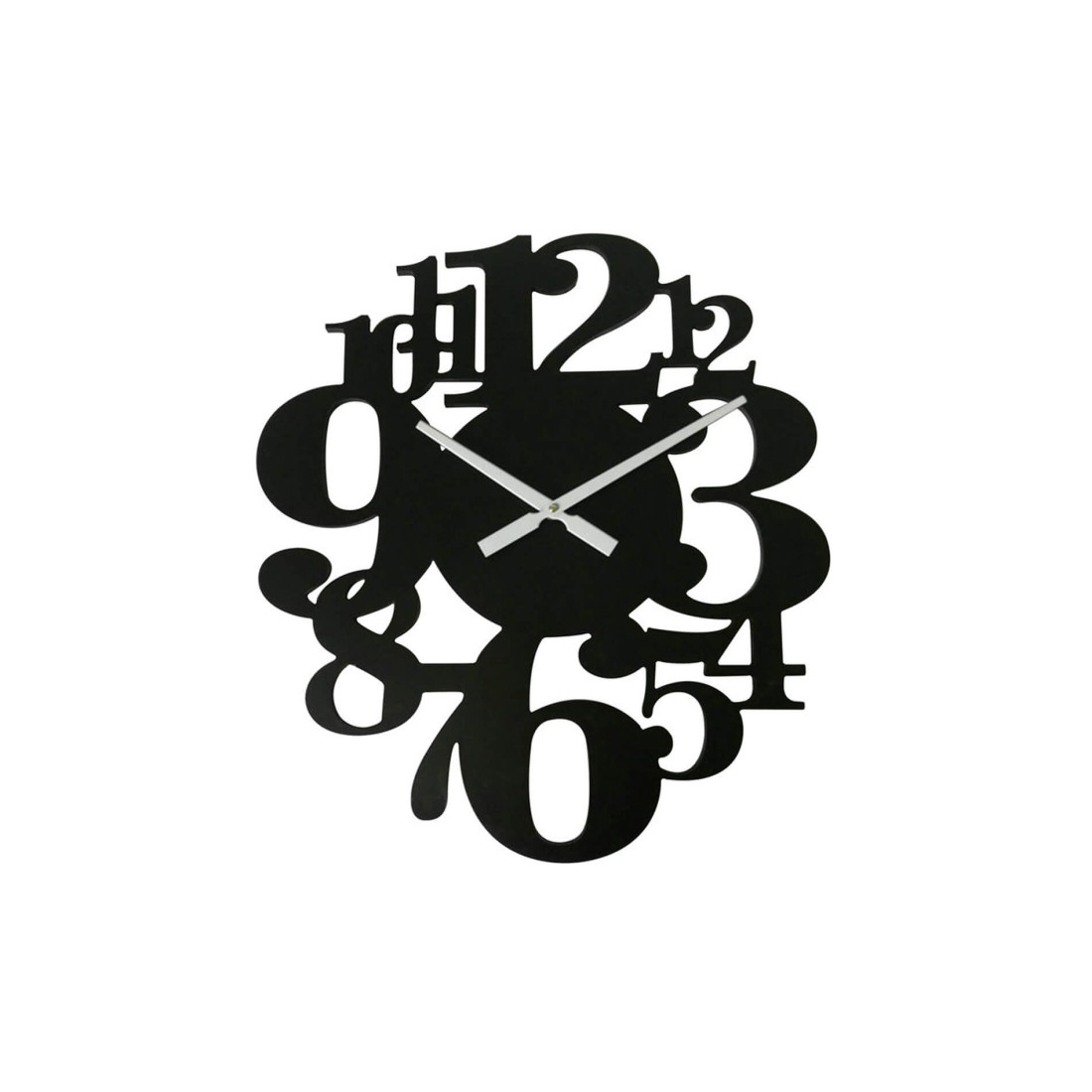 Reloj de pared negro moderno con números dispersos