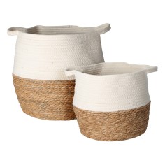 Cycas - Conjunto de 2 cestas de almacenamiento de alga marina y algodón