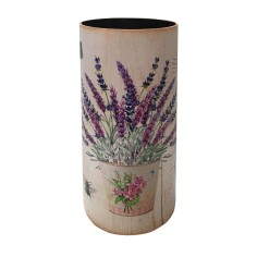 Round white umbrella stand with floral decoration