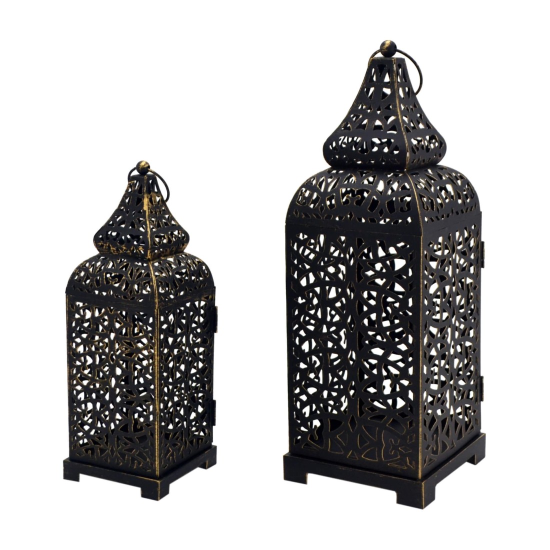 Nanah - Ensemble de 2 lanternes marocaines décoratives noires