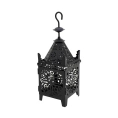 Simal - Black carved metal lantern with hook