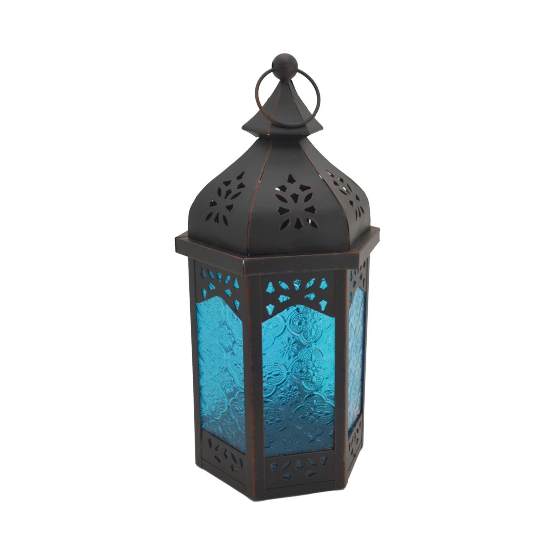 Argan - Large blue Turkish-style candle lantern