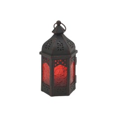 Fagonia - Small red metal and glass lantern