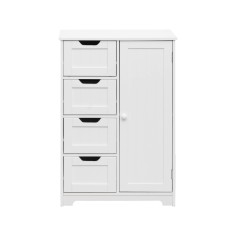 Hoya - White multipurpose cabinet with 1 door and 4 drawers
