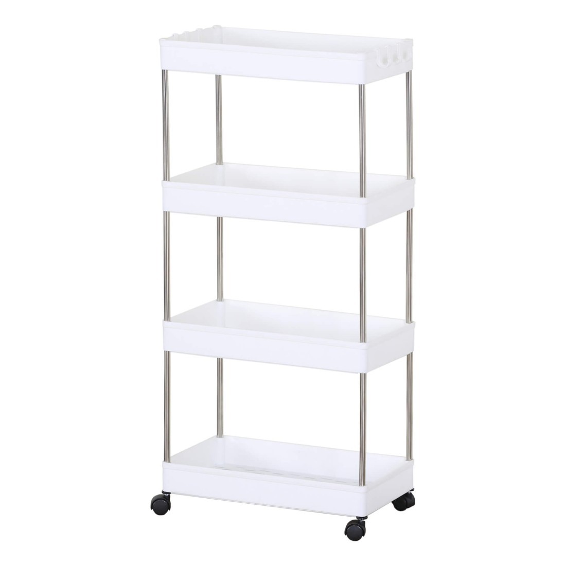 Multipurpose trolley for kitchen or bathroom with 4 shelves