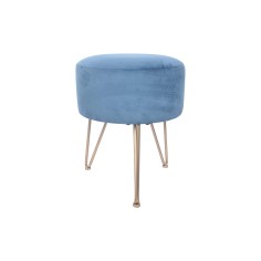 Yeere - Blue velvet ottoman stool for living room