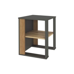 Neem - Side table for sofa grey and brown with 2 shelves
