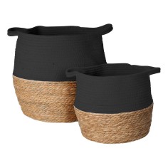 Warda - Set of 2 decorative brown and black storage baskets