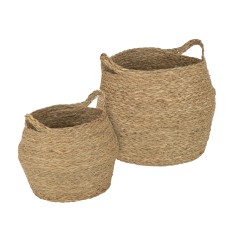 Parota - Set of 2 brown woven seagrass storage baskets