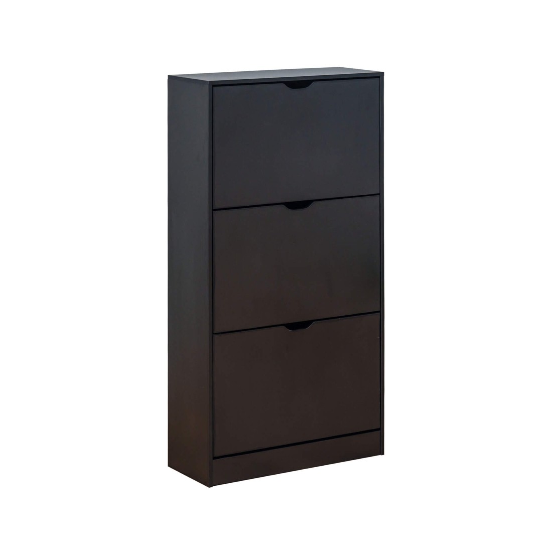 Ekpe - Space-saving black entrance shoe cabinet with 3 doors