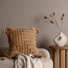 Hoteia - Brown cushion cover with fringes 45x45 cm