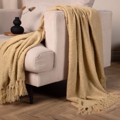 Pruim - Couverture couleur sable pour fauteuil ou canapé