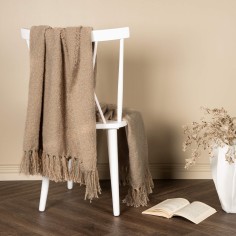 Kool - Decorative beige blanket with fringes