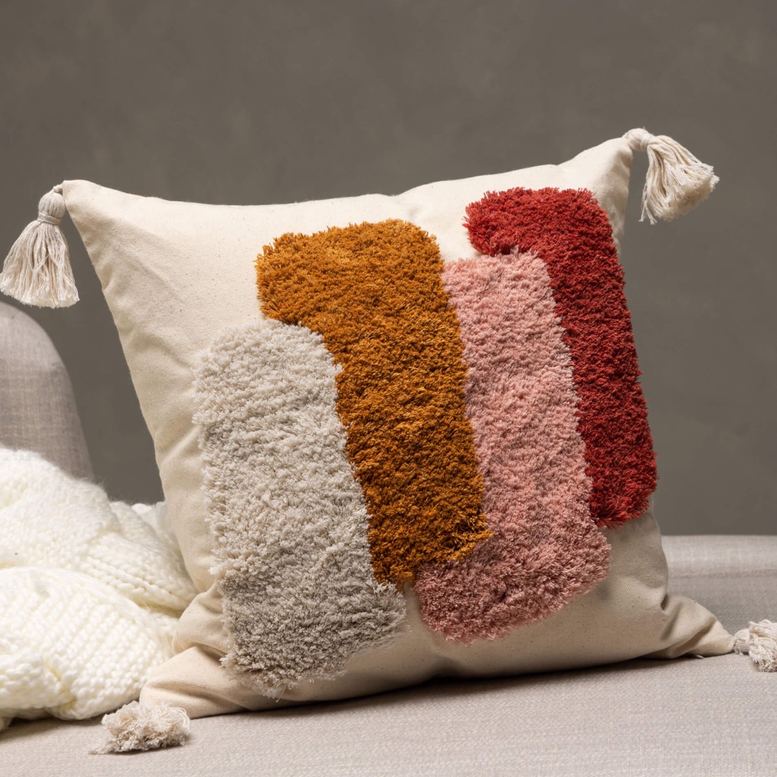 Salvadora - Square cushion cover with fringes 45x45 cm