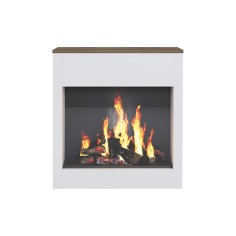 Palmyra - Decorative fireplace with fake LED flame in white and brown