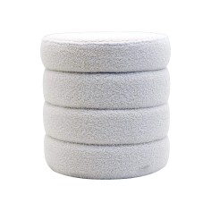 Uxi - Pouf rond blanc avec rangement pour salon