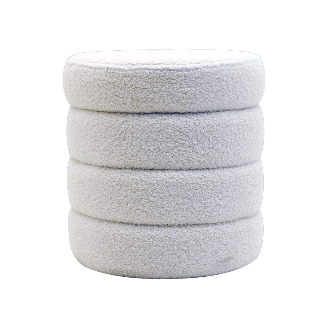 Uxi - Pouf rond blanc avec rangement pour salon