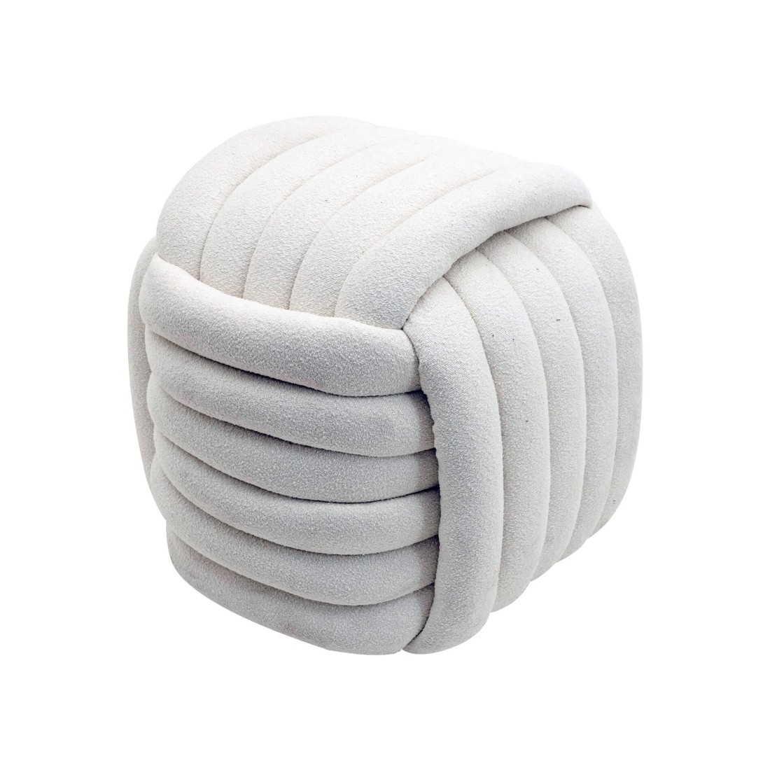 Oyamel - White ball-shaped footstool pouf