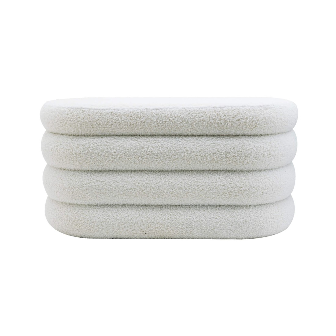 Rambeh - Pouf de rangement ovale blanc moderne