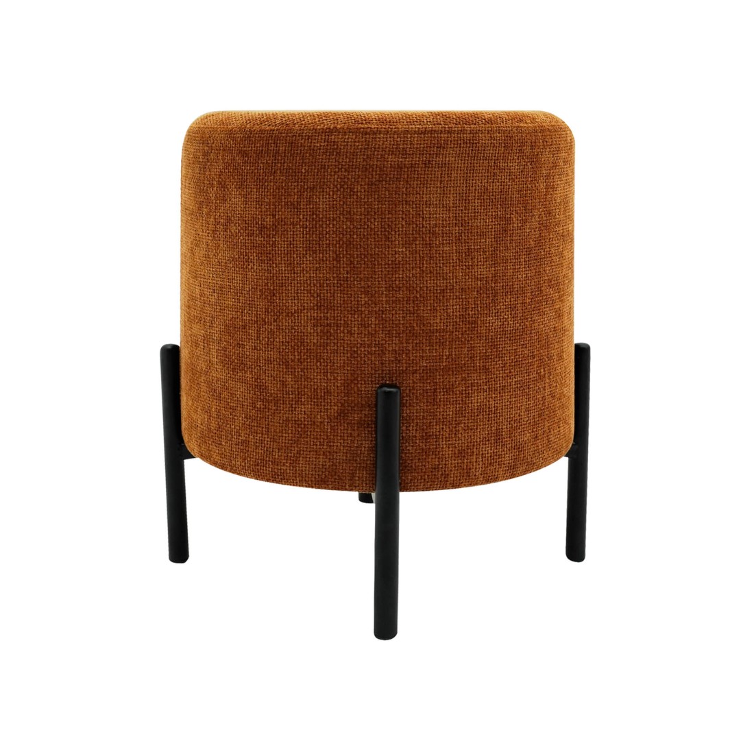 Semal - Pouf rond orange foncé de style moderne