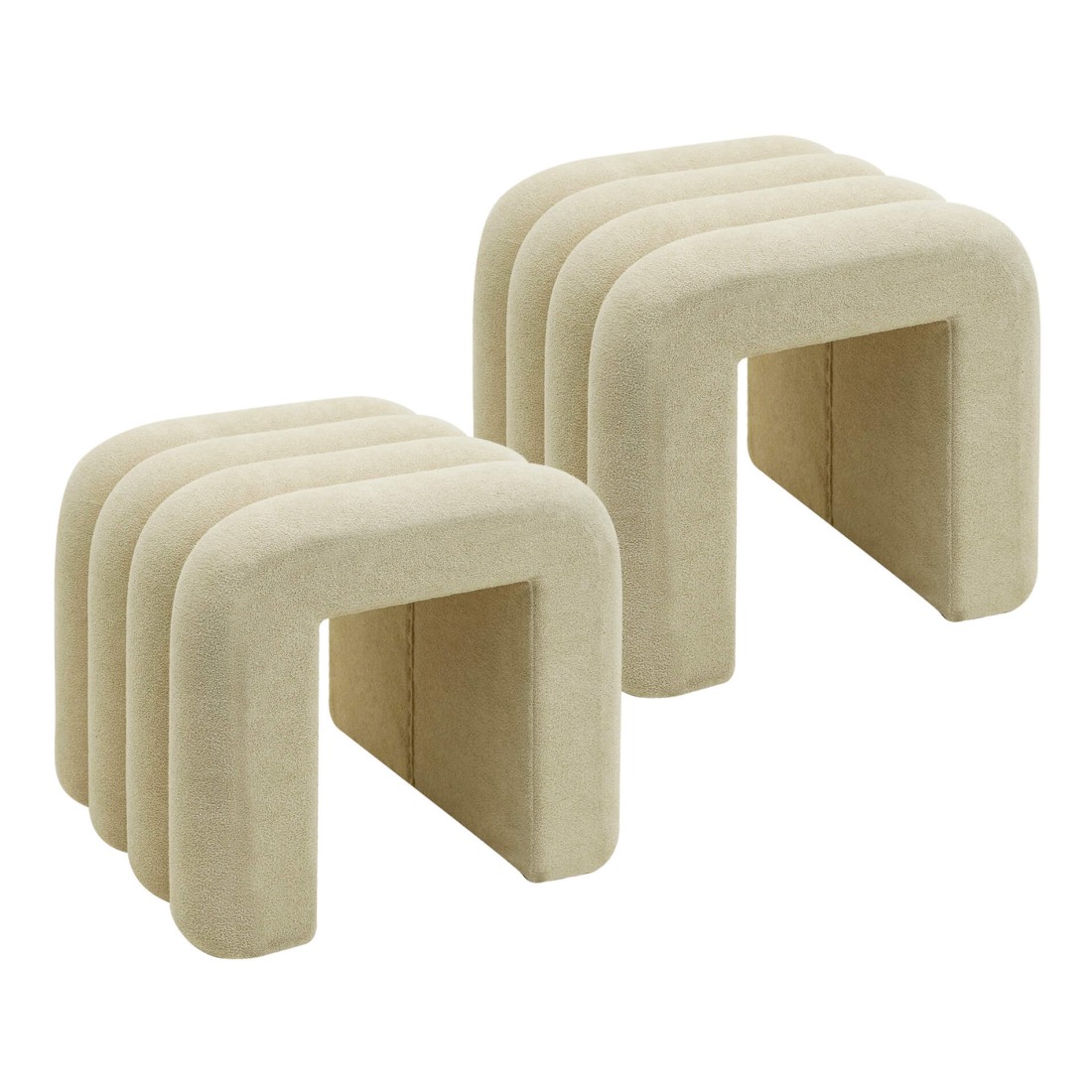 Nikau - Set 2 pouf poggiapiedi beige in stile moderno