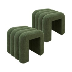 Bamya - Conjunto de 2 pufs decorativos de diseño verde oscuro