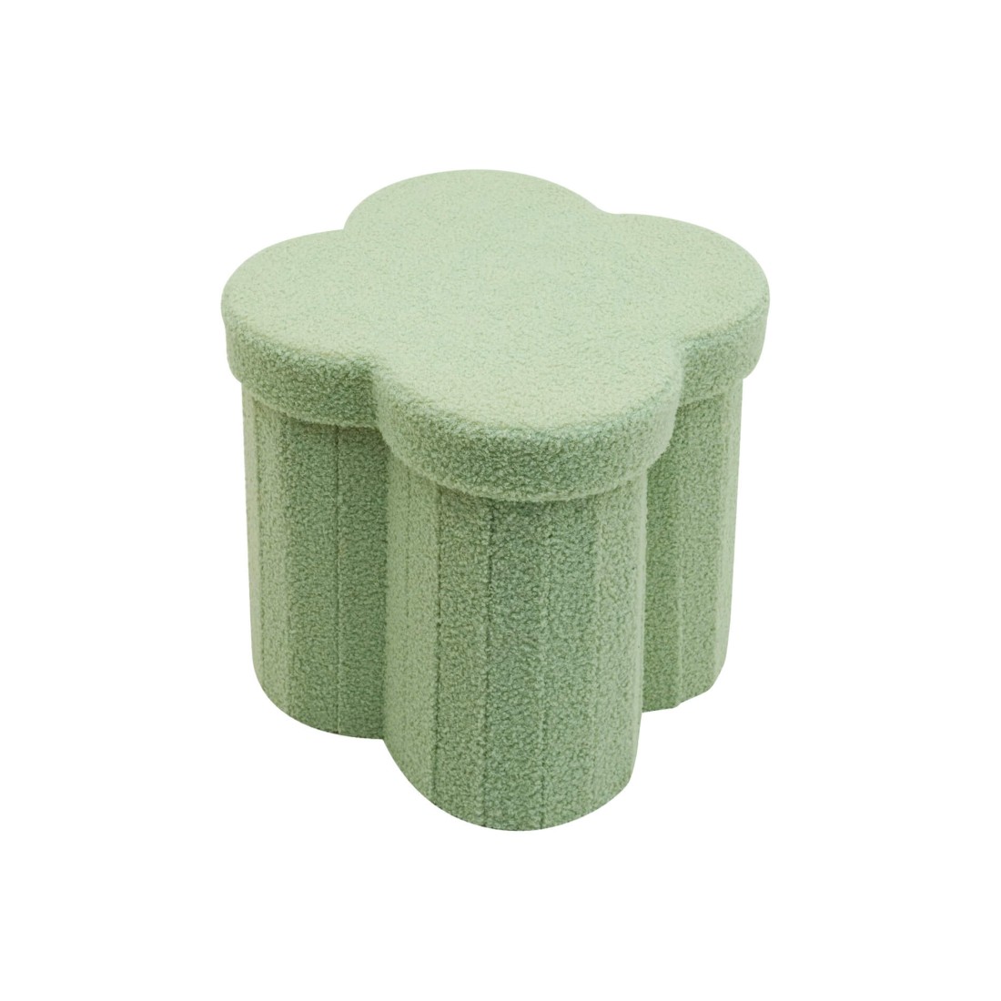 Carob - Pouf pliable de rangement vert à thème nuage