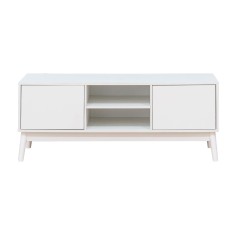 Bacopa - Credenza moderna blanca para TV con 2 puertas