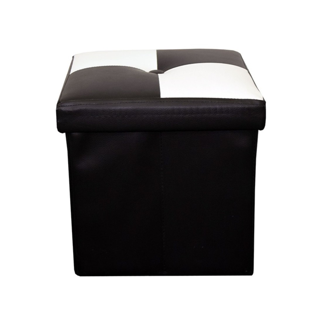 Tadmit - White and black square storage pouf